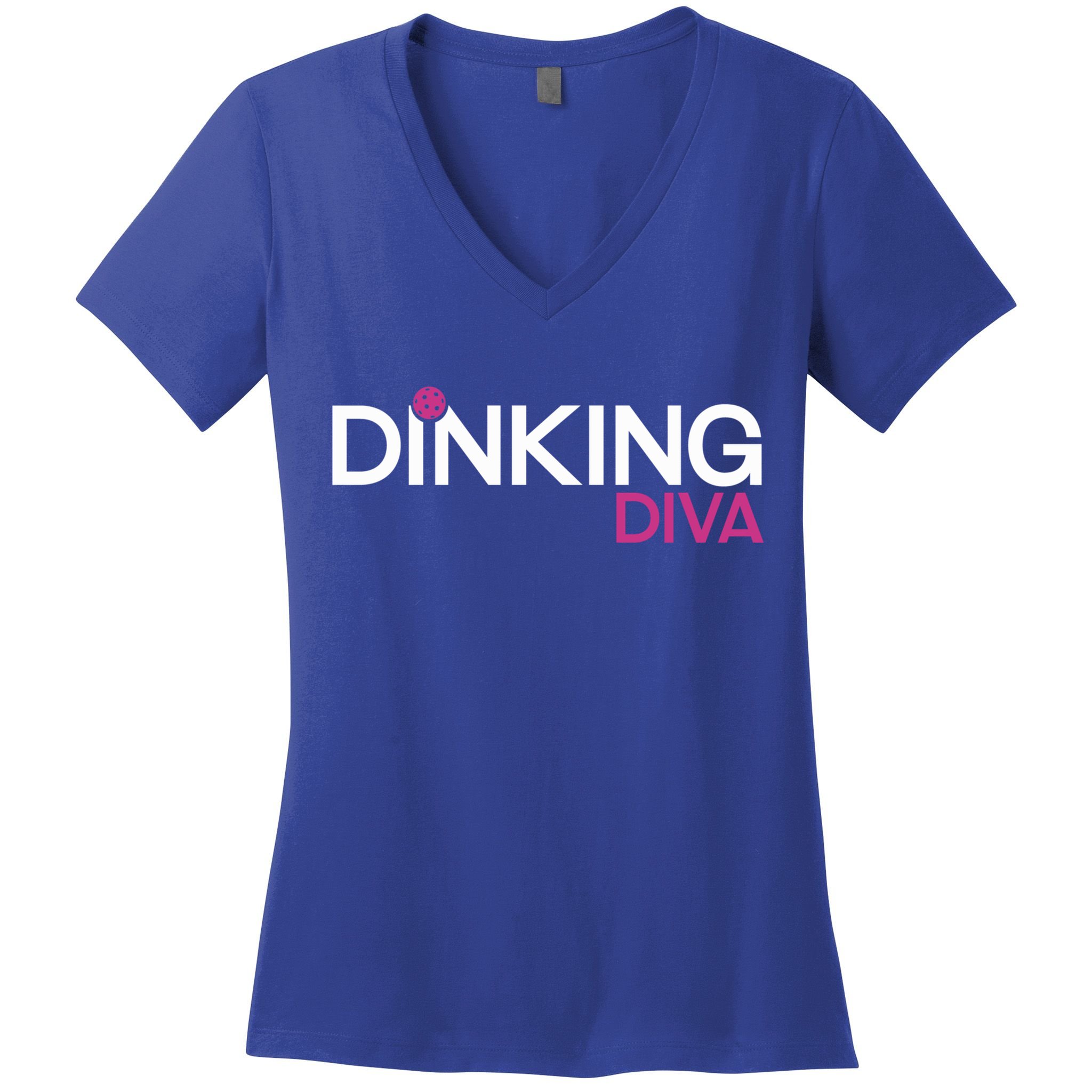 Dinking Diva Funny Pickleball Breast Cancer Awareness Gift Women's V-Neck T-Shirt