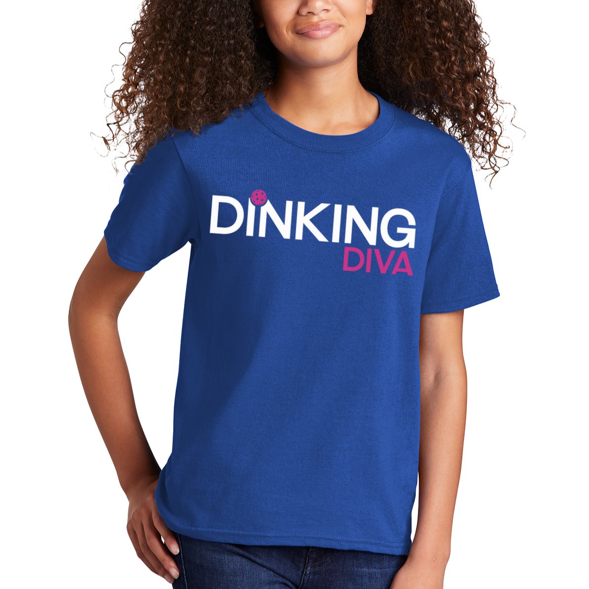 Dinking Diva Funny Pickleball Breast Cancer Awareness Gift Kids T-Shirt