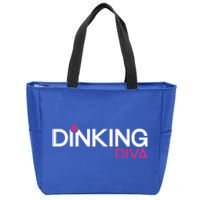 Dinking Diva Funny Pickleball Breast Cancer Awareness Gift Zip Tote Bag