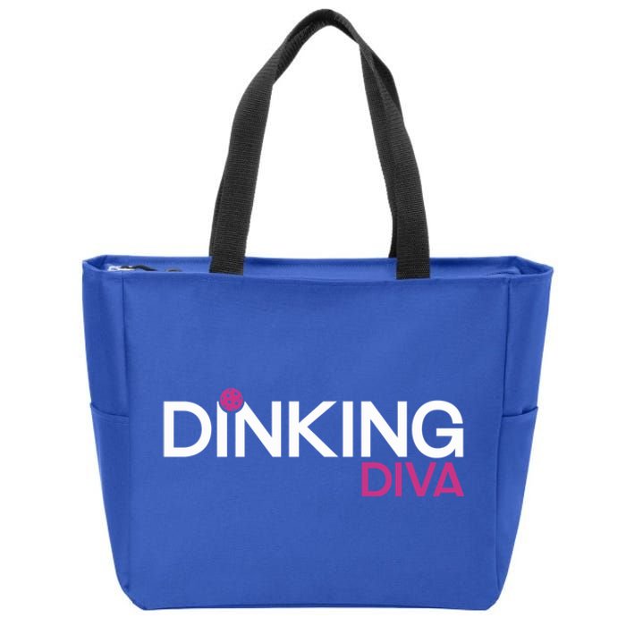 Dinking Diva Funny Pickleball Breast Cancer Awareness Gift Zip Tote Bag