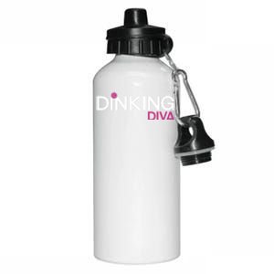 Dinking Diva Funny Pickleball Breast Cancer Awareness Gift Aluminum Water Bottle