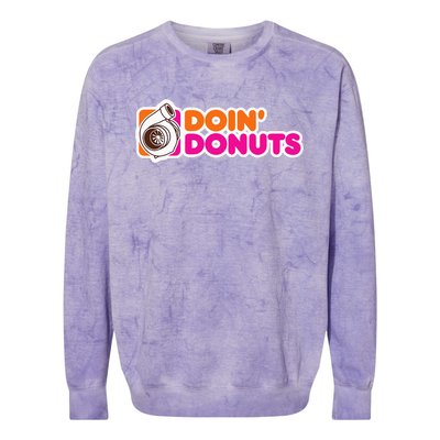 Doin Donuts Funny Racing & Drift Car Enthusiast Colorblast Crewneck Sweatshirt