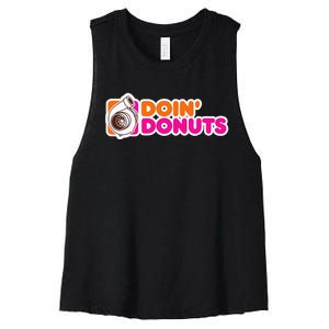 Doin Donuts Funny Racing & Drift Car Enthusiast Women's Racerback Cropped Tank