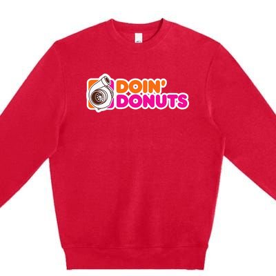 Doin Donuts Funny Racing & Drift Car Enthusiast Premium Crewneck Sweatshirt