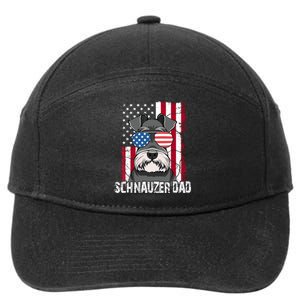 Dog Dad Fathers Day Gift Mini Schnauzer Usa Flag 4th Of July 7-Panel Snapback Hat