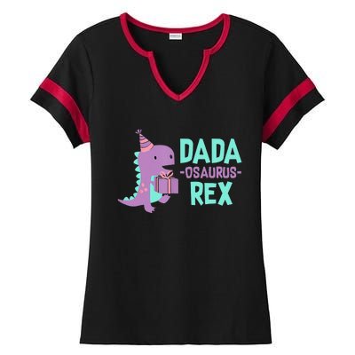 Dada Dinosaur Family Matching Birthday Party Daughter Ladies Halftime Notch Neck Tee