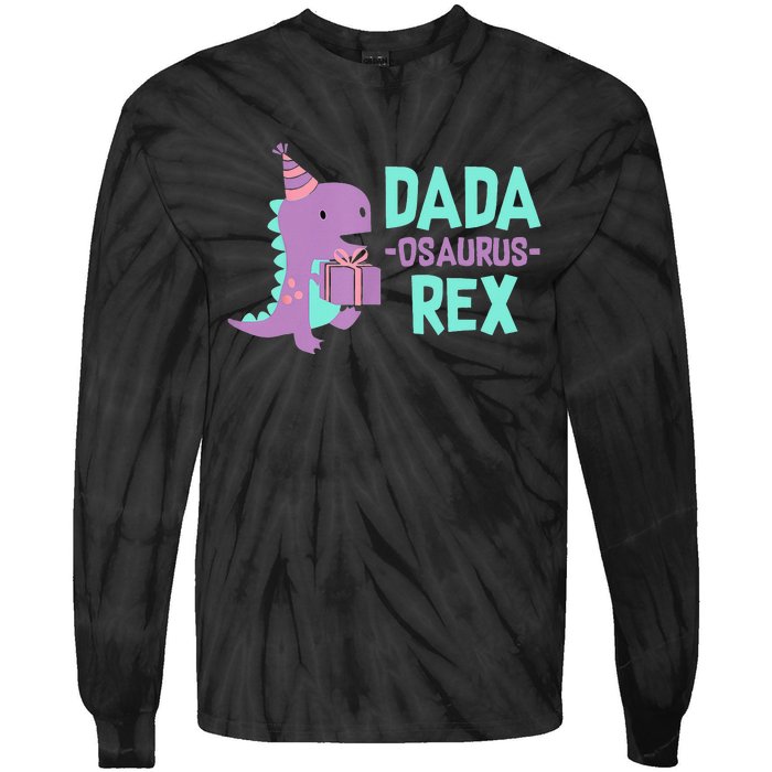 Dada Dinosaur Family Matching Birthday Party Daughter Tie-Dye Long Sleeve Shirt