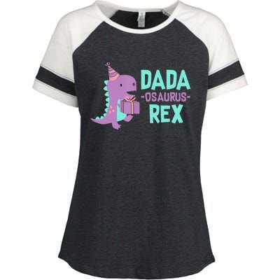 Dada Dinosaur Family Matching Birthday Party Daughter Enza Ladies Jersey Colorblock Tee