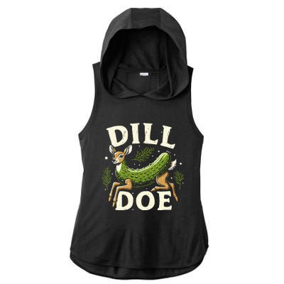 Dill Doe Funny Deer Pickle Ladies PosiCharge Tri-Blend Wicking Draft Hoodie Tank