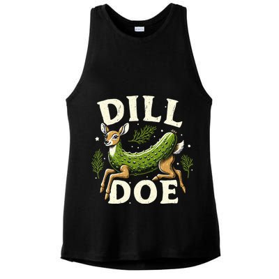 Dill Doe Funny Deer Pickle Ladies PosiCharge Tri-Blend Wicking Tank