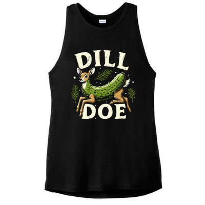 Dill Doe Funny Deer Pickle Ladies PosiCharge Tri-Blend Wicking Tank