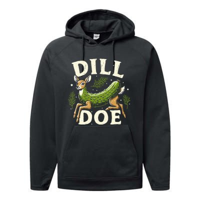 Dill Doe Funny Deer Pickle Performance Fleece Hoodie