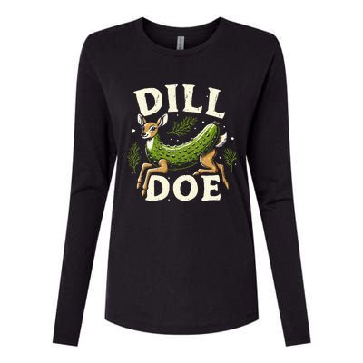 Dill Doe Funny Deer Pickle Womens Cotton Relaxed Long Sleeve T-Shirt