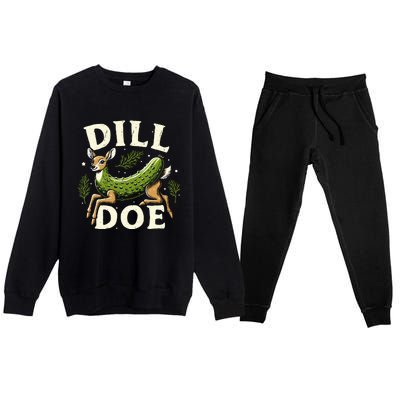 Dill Doe Funny Deer Pickle Premium Crewneck Sweatsuit Set