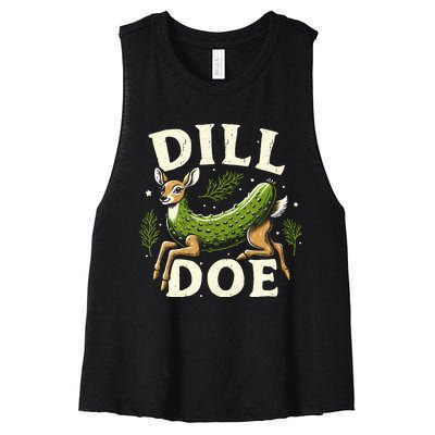 Dill Doe Funny Deer Pickle Women's Racerback Cropped Tank