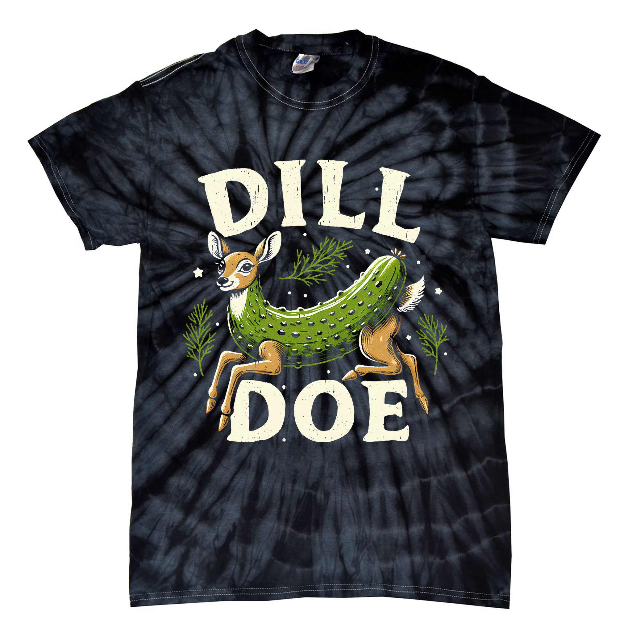 Dill Doe Funny Deer Pickle Tie-Dye T-Shirt