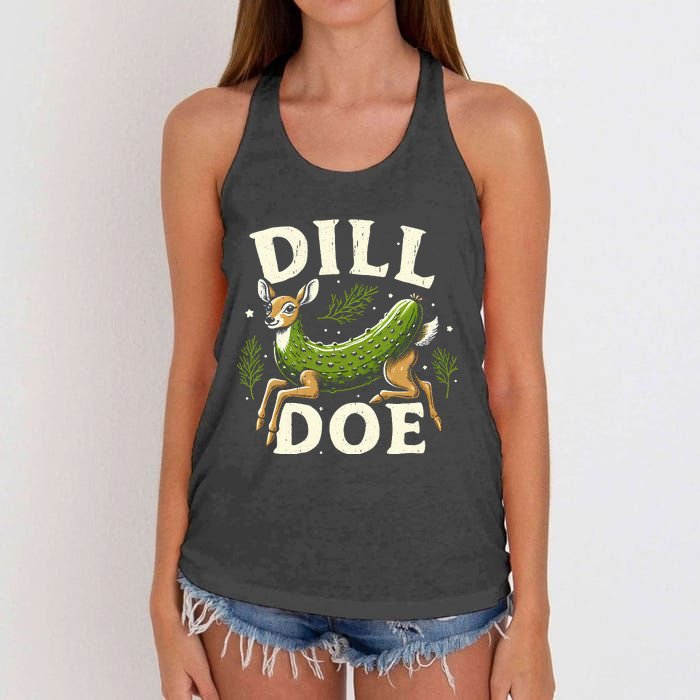 Dill Doe Funny Deer Pickle Women's Knotted Racerback Tank