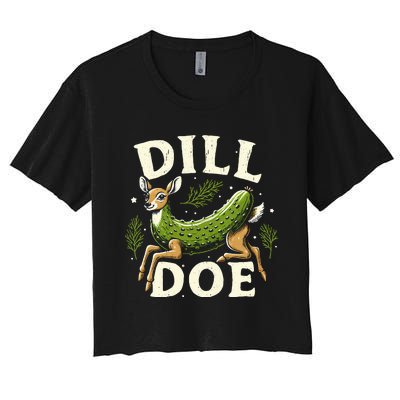 Dill Doe Funny Deer Pickle Women's Crop Top Tee