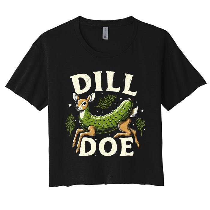 Dill Doe Funny Deer Pickle Women's Crop Top Tee