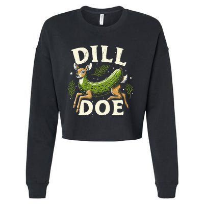 Dill Doe Funny Deer Pickle Cropped Pullover Crew