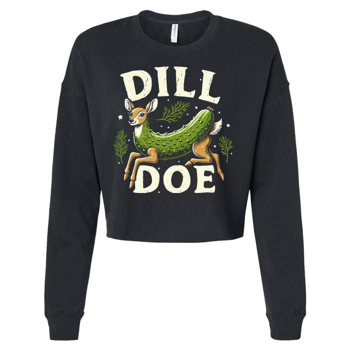 Dill Doe Funny Deer Pickle Cropped Pullover Crew