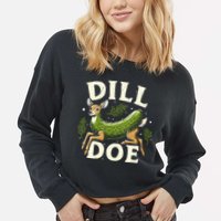 Dill Doe Funny Deer Pickle Cropped Pullover Crew
