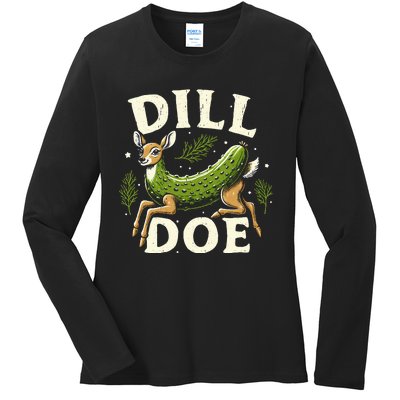 Dill Doe Funny Deer Pickle Ladies Long Sleeve Shirt