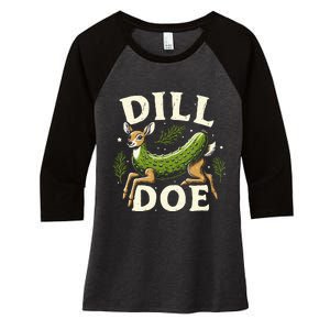 Dill Doe Funny Deer Pickle Women's Tri-Blend 3/4-Sleeve Raglan Shirt