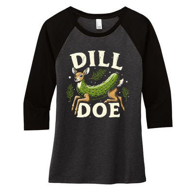 Dill Doe Funny Deer Pickle Women's Tri-Blend 3/4-Sleeve Raglan Shirt