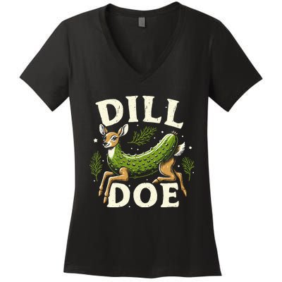 Dill Doe Funny Deer Pickle Women's V-Neck T-Shirt