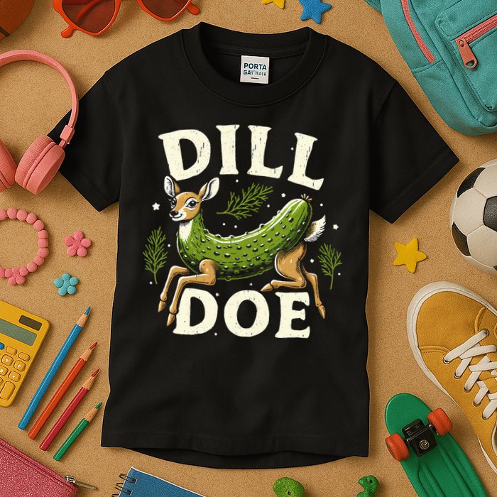 Dill Doe Funny Deer Pickle Kids T-Shirt