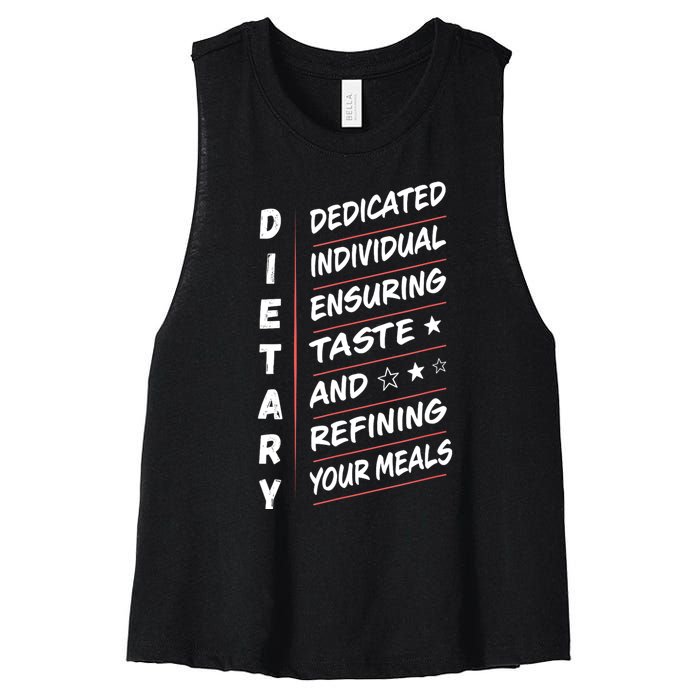 Dietary Definition Food Service Dietary Week Appreciation Women's Racerback Cropped Tank