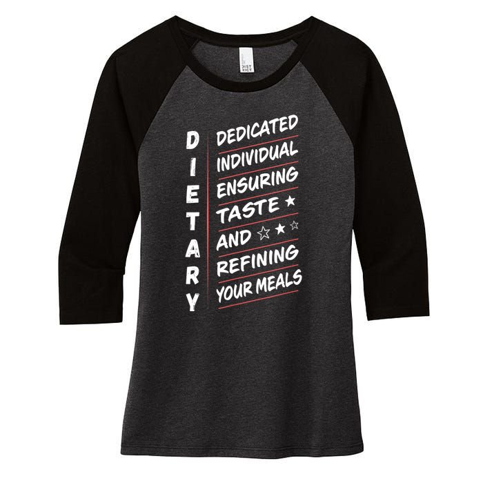 Dietary Definition Food Service Dietary Week Appreciation Women's Tri-Blend 3/4-Sleeve Raglan Shirt