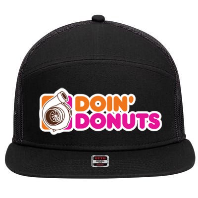 Doin Donuts Funny Racing & Drift Car Enthusiast 7 Panel Mesh Trucker Snapback Hat