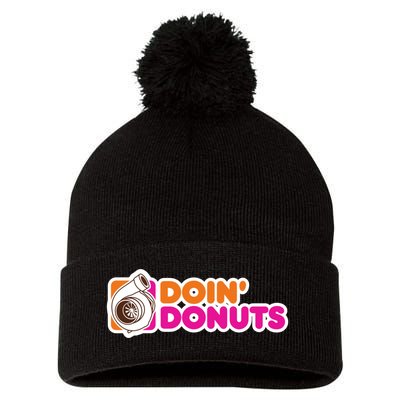 Doin Donuts Funny Racing & Drift Car Enthusiast Pom Pom 12in Knit Beanie