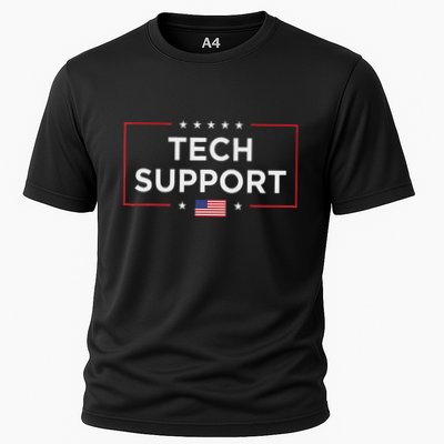 D.O.G.E Doge Funny Tech Support Us American Flag Cooling Performance Crew T-Shirt
