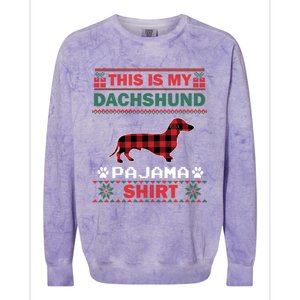 Dachshund Dog Funny Gift This Is My Doxie Pajama Ugly Christmas Gift Colorblast Crewneck Sweatshirt