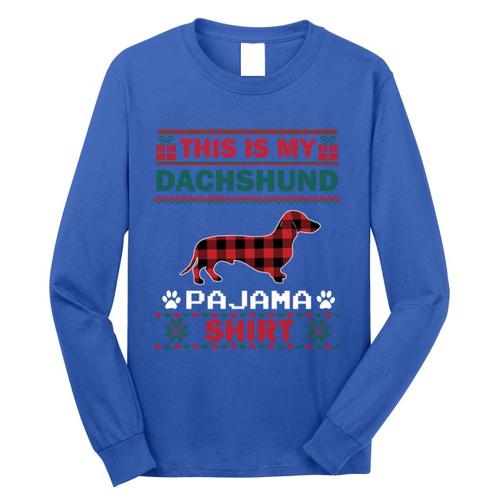 Dachshund Dog Funny Gift This Is My Doxie Pajama Ugly Christmas Gift Long Sleeve Shirt