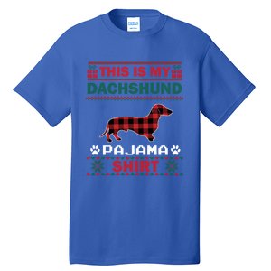 Dachshund Dog Funny Gift This Is My Doxie Pajama Ugly Christmas Gift Tall T-Shirt