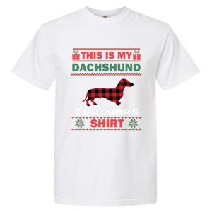 Dachshund Dog Funny Gift This Is My Doxie Pajama Ugly Christmas Gift Garment-Dyed Heavyweight T-Shirt