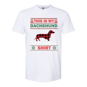 Dachshund Dog Funny Gift This Is My Doxie Pajama Ugly Christmas Gift Softstyle CVC T-Shirt