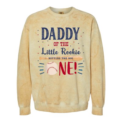 Daddy Dad First Birthday Little Rookie Baseball The Big One Colorblast Crewneck Sweatshirt