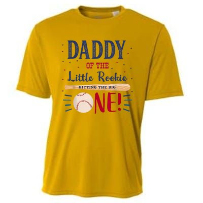 Daddy Dad First Birthday Little Rookie Baseball The Big One Cooling Performance Crew T-Shirt