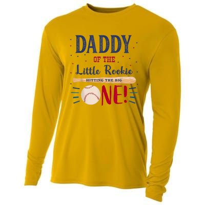 Daddy Dad First Birthday Little Rookie Baseball The Big One Cooling Performance Long Sleeve Crew