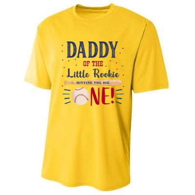 Daddy Dad First Birthday Little Rookie Baseball The Big One Performance Sprint T-Shirt