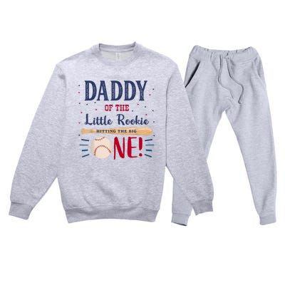 Daddy Dad First Birthday Little Rookie Baseball The Big One Premium Crewneck Sweatsuit Set