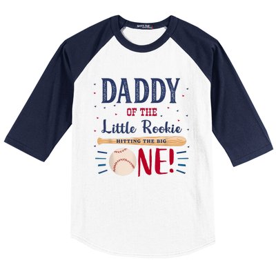 Daddy Dad First Birthday Little Rookie Baseball The Big One Baseball Sleeve Shirt