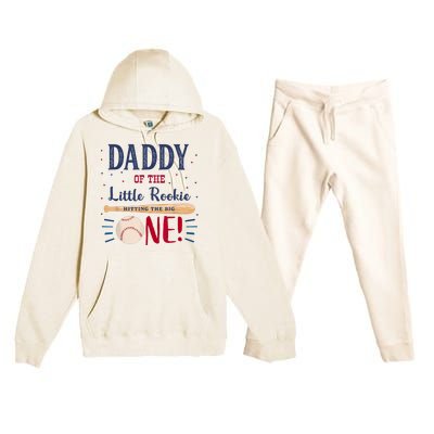 Daddy Dad First Birthday Little Rookie Baseball The Big One Premium Hooded Sweatsuit Set