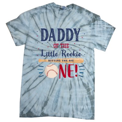 Daddy Dad First Birthday Little Rookie Baseball The Big One Tie-Dye T-Shirt