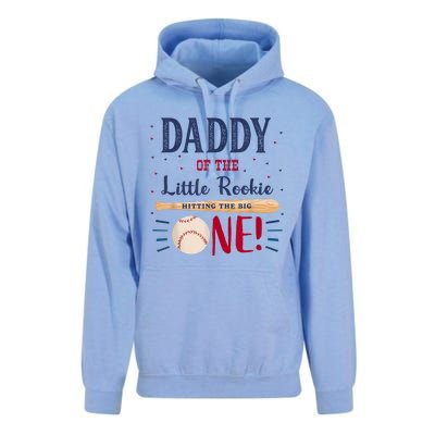 Daddy Dad First Birthday Little Rookie Baseball The Big One Unisex Surf Hoodie